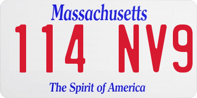 MA license plate 114NV9
