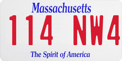 MA license plate 114NW4