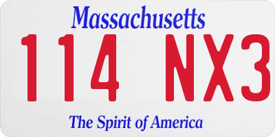 MA license plate 114NX3