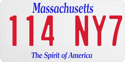 MA license plate 114NY7