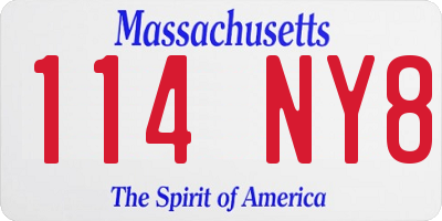 MA license plate 114NY8