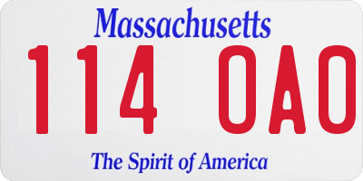 MA license plate 114OA0
