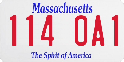 MA license plate 114OA1