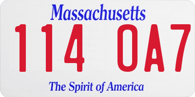 MA license plate 114OA7