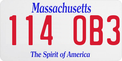 MA license plate 114OB3