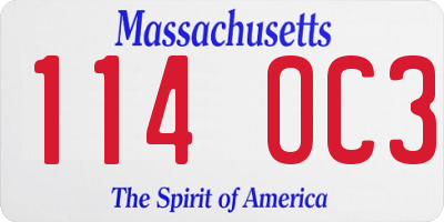 MA license plate 114OC3