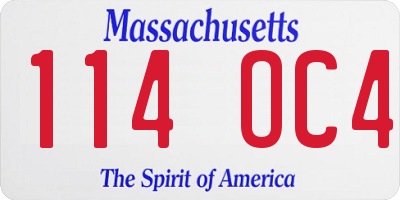 MA license plate 114OC4