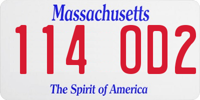 MA license plate 114OD2