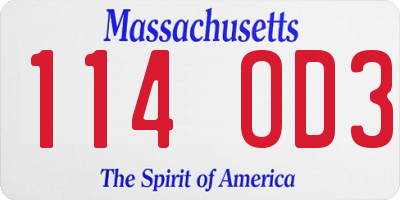 MA license plate 114OD3