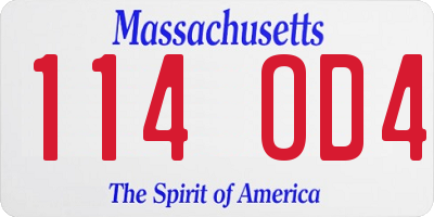 MA license plate 114OD4
