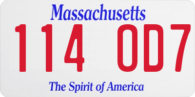 MA license plate 114OD7