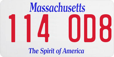 MA license plate 114OD8