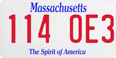 MA license plate 114OE3