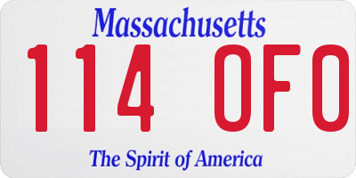 MA license plate 114OF0
