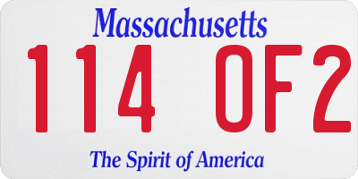 MA license plate 114OF2