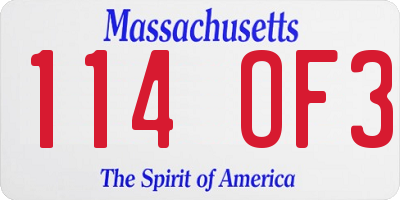 MA license plate 114OF3