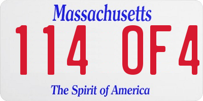 MA license plate 114OF4