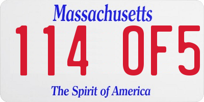 MA license plate 114OF5