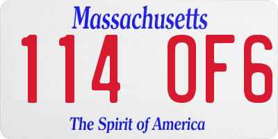 MA license plate 114OF6
