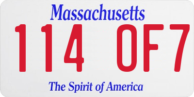 MA license plate 114OF7