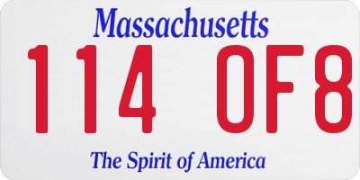 MA license plate 114OF8