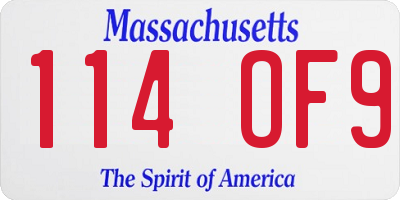 MA license plate 114OF9