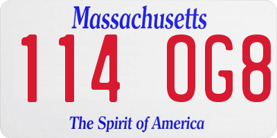 MA license plate 114OG8