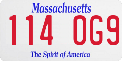 MA license plate 114OG9