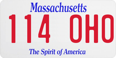 MA license plate 114OH0