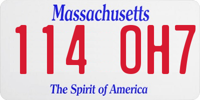MA license plate 114OH7