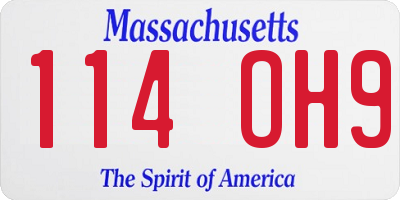 MA license plate 114OH9