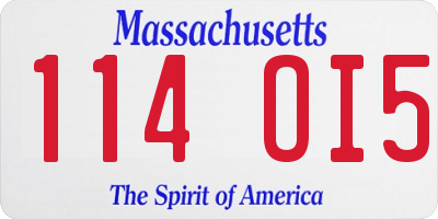 MA license plate 114OI5