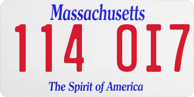 MA license plate 114OI7