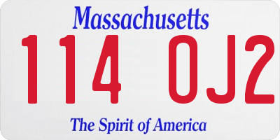 MA license plate 114OJ2