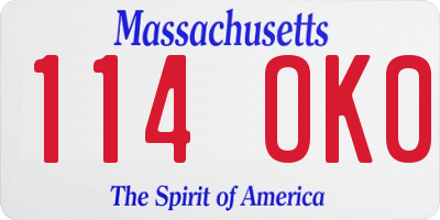 MA license plate 114OK0