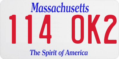 MA license plate 114OK2