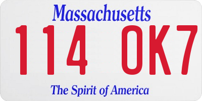 MA license plate 114OK7