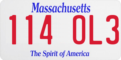MA license plate 114OL3