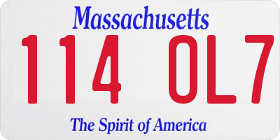 MA license plate 114OL7