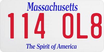 MA license plate 114OL8