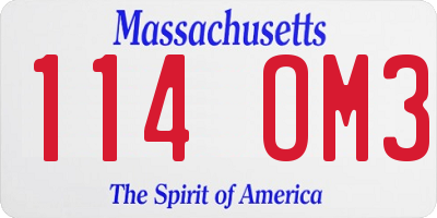 MA license plate 114OM3