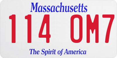 MA license plate 114OM7