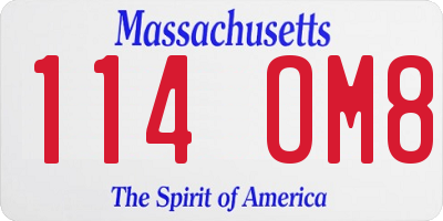 MA license plate 114OM8