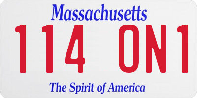 MA license plate 114ON1