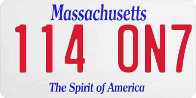 MA license plate 114ON7
