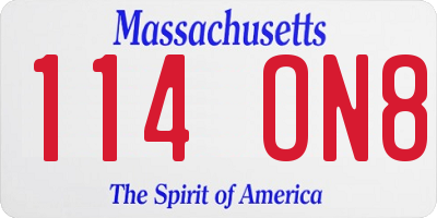 MA license plate 114ON8