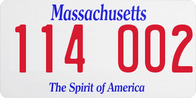 MA license plate 114OO2