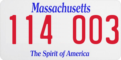MA license plate 114OO3