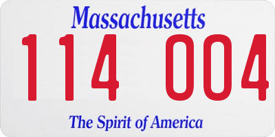 MA license plate 114OO4
