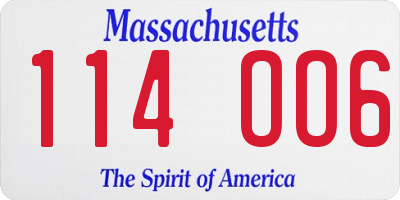 MA license plate 114OO6